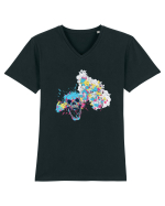 Watercolor Skull Tricou mânecă scurtă guler V Bărbat Presenter