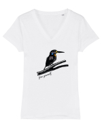 Bird Tricou mânecă scurtă guler V Damă Evoker