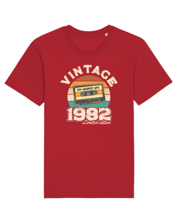 Vintage 1982 retro sunset casette Red