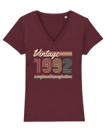 Vintage ST 1992  refined to perfection Tricou mânecă scurtă guler V Damă Evoker