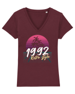 Synthwave  1992 retro style Tricou mânecă scurtă guler V Damă Evoker