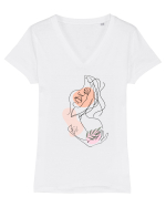 Abstract Girl Portrait Tricou mânecă scurtă guler V Damă Evoker