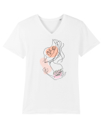 Abstract Girl Portrait Tricou mânecă scurtă guler V Bărbat Presenter