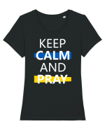 Keep Calm And Pray Tricou mânecă scurtă guler larg fitted Damă Expresser