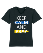 Keep Calm And Pray Tricou mânecă scurtă guler V Bărbat Presenter
