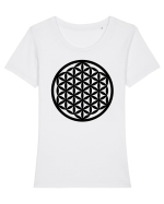 Flower of Life Tricou mânecă scurtă guler larg fitted Damă Expresser