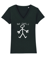 Om simplu Tricou mânecă scurtă guler V Damă Evoker
