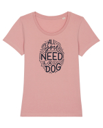 All You Need Is A Dog Tricou mânecă scurtă guler larg fitted Damă Expresser