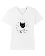 C'est La Vie Tricou mânecă scurtă guler V Bărbat Presenter