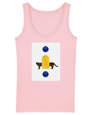 Contemporary Cat Art Cotton Pink