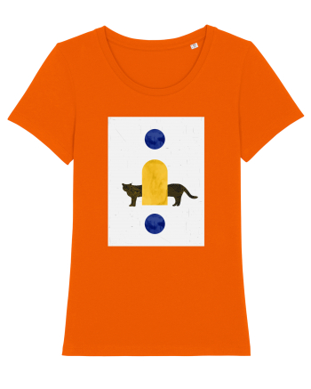 Contemporary Cat Art Bright Orange
