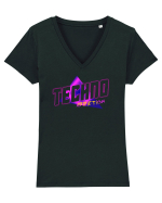 Techno Addiction Tricou mânecă scurtă guler V Damă Evoker
