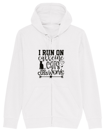 I Run On Caffeine, Cats And Cuss Words White