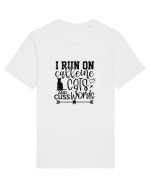 I Run On Caffeine, Cats And Cuss Words Tricou mânecă scurtă Unisex Rocker