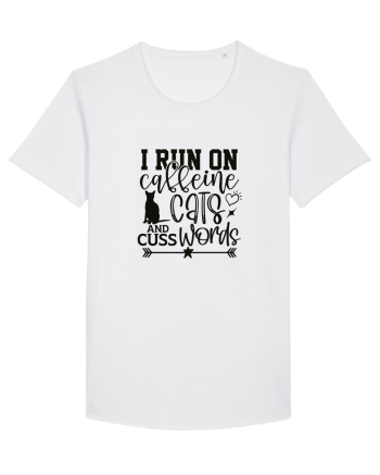 I Run On Caffeine, Cats And Cuss Words White