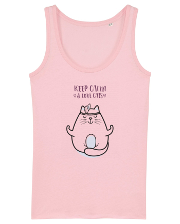 Keep Calm And Love Cats Cotton Pink