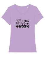 Live, Love, Woof! Tricou mânecă scurtă guler larg fitted Damă Expresser