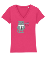 Meow Boss Tricou mânecă scurtă guler V Damă Evoker
