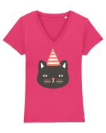 Party Cat Tricou mânecă scurtă guler V Damă Evoker