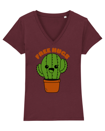 Free Hugs Kawaii Cactus Burgundy