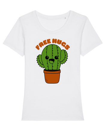 Free Hugs Kawaii Cactus White