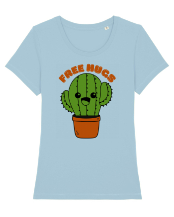 Free Hugs Kawaii Cactus Sky Blue