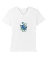 Fluture albastru Morpho desen manual animale rare Tricou mânecă scurtă guler V Bărbat Presenter