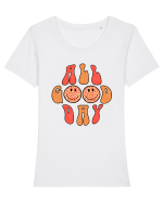 All Good Day Retro Tricou mânecă scurtă guler larg fitted Damă Expresser
