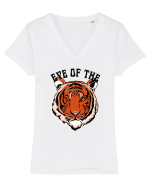 Eye Of The Tiger Retro Tricou mânecă scurtă guler V Damă Evoker