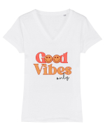 Good Vibes Only Retro Tricou mânecă scurtă guler V Damă Evoker