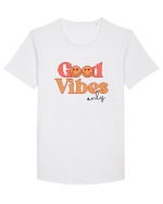 Good Vibes Only Retro Tricou mânecă scurtă guler larg Bărbat Skater