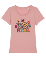 Vintage MAMA Wild Flower Tricou mânecă scurtă guler larg fitted Damă Expresser