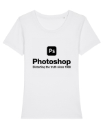 Photoshop Tricou mânecă scurtă guler larg fitted Damă Expresser