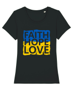 Faith Hope Love Ukraine Tricou mânecă scurtă guler larg fitted Damă Expresser