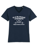O zi de muncă scurtează viața omului cu 8 ore Tricou mânecă scurtă guler V Bărbat Presenter