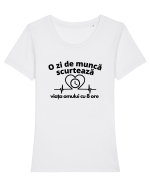 O zi de muncă scurtează viața omului cu 8 ore Tricou mânecă scurtă guler larg fitted Damă Expresser