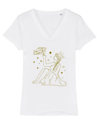 Saturn Planet Celestial Girl White