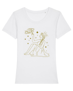 Saturn Planet Celestial Girl Tricou mânecă scurtă guler larg fitted Damă Expresser