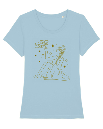 Saturn Planet Celestial Girl Sky Blue