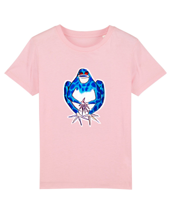 Broască albastră cântând - desen manual Cotton Pink