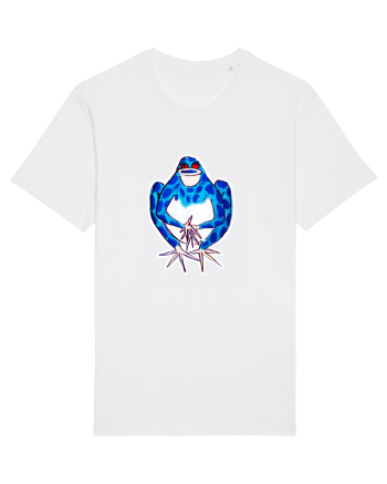 Broască albastră cântând - desen manual White