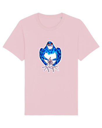 Broască albastră cântând - desen manual Cotton Pink