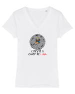 O carte pe lună Tricou mânecă scurtă guler V Damă Evoker