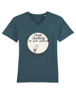 Stop Looking at Your Phone ! Tricou mânecă scurtă guler V Bărbat Presenter