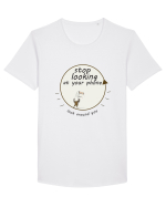 Stop Looking at Your Phone ! Tricou mânecă scurtă guler larg Bărbat Skater