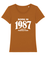 BORN IN 1987 Tricou mânecă scurtă guler larg fitted Damă Expresser