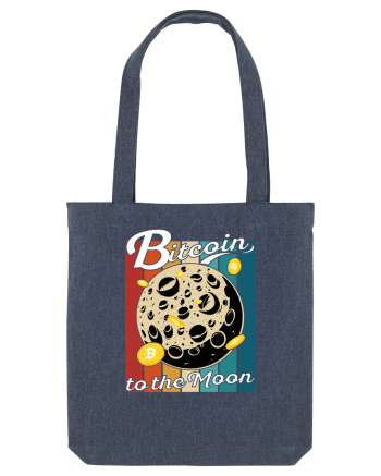 Bitcoin to the Moon Distressed | Retro Vintage Look Midnight Blue