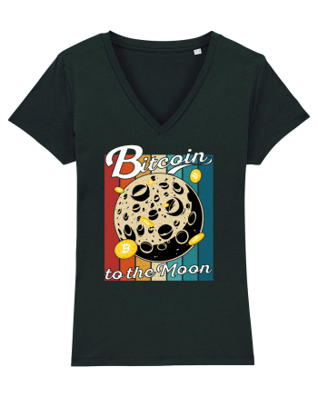 Bitcoin to the Moon Distressed | Retro Vintage Look Black