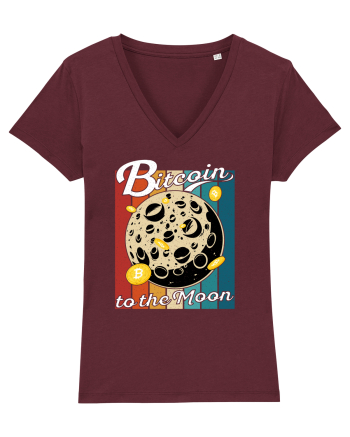 Bitcoin to the Moon Distressed | Retro Vintage Look Burgundy