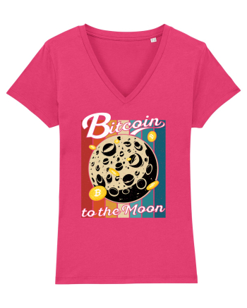 Bitcoin to the Moon Distressed | Retro Vintage Look Raspberry